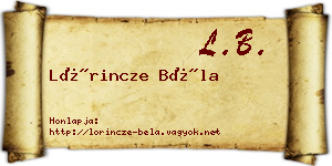 Lőrincze Béla névjegykártya